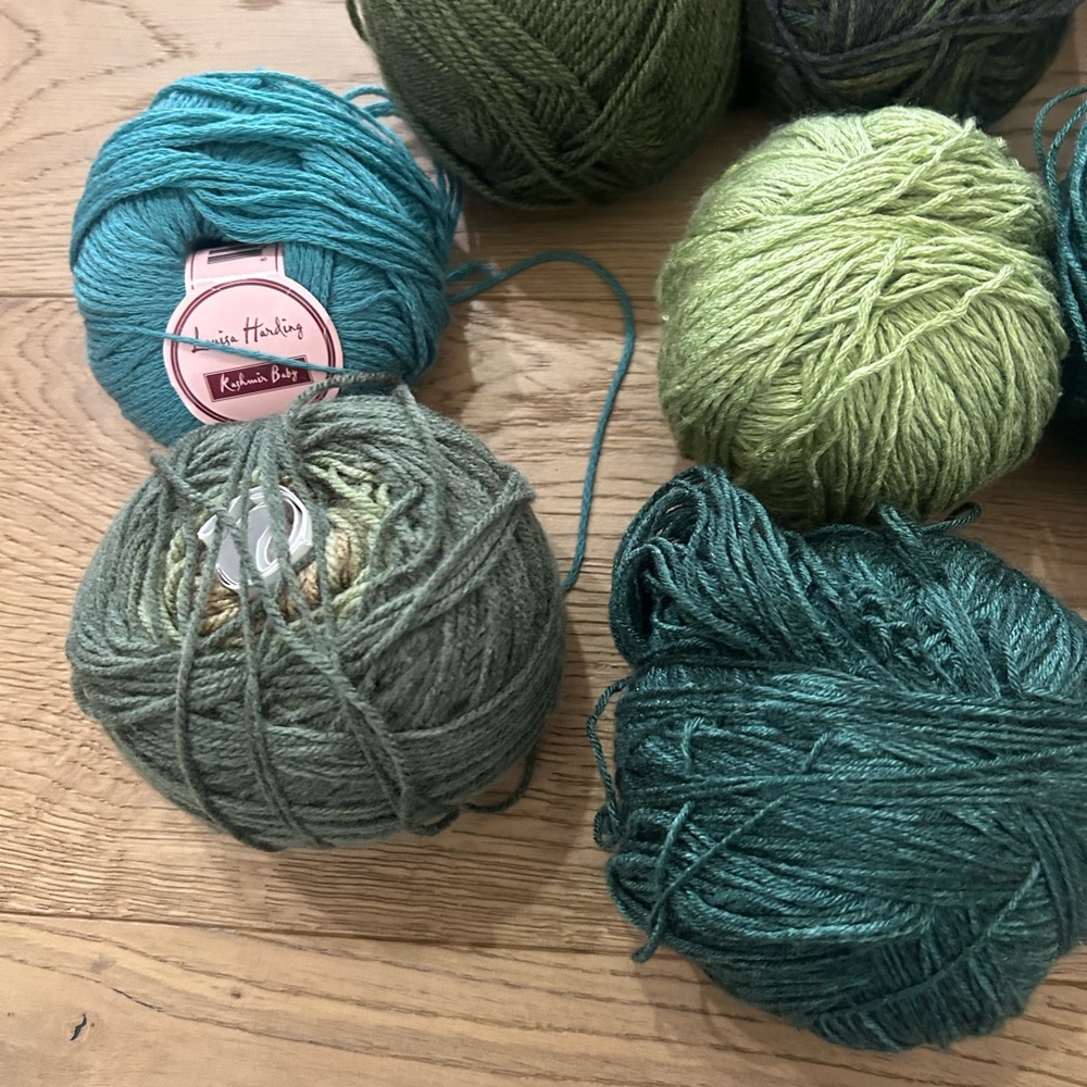 Mixed Green Yarn Lot - Assorted Teal, Olive & Moss Skeins - Picture 7 of 7